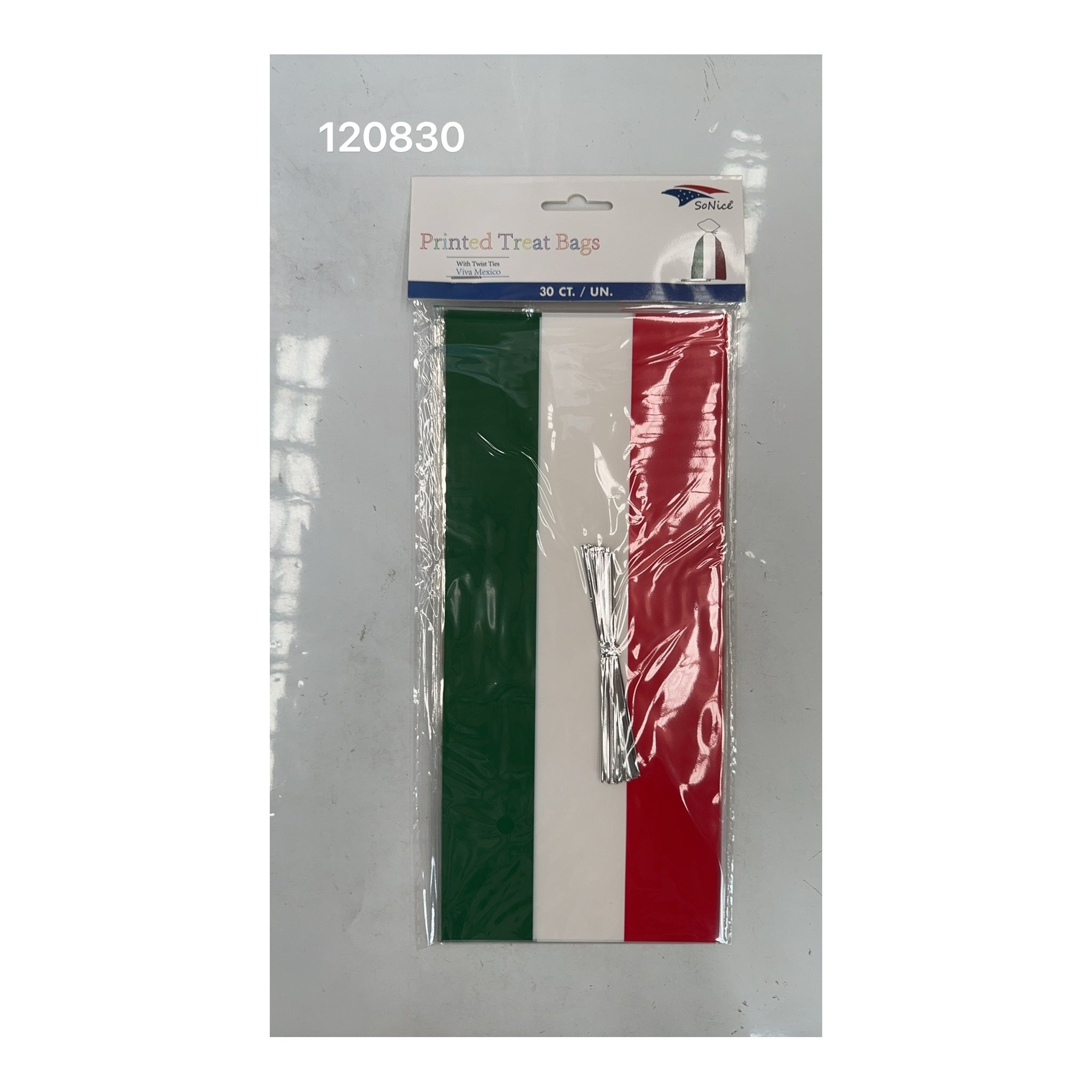 Cellophane bags 30 ct Red/White/Green 240Pk/Cs
